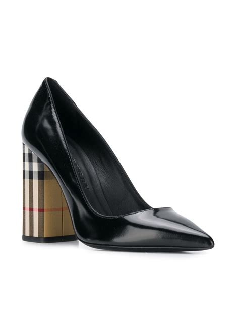 burberry patent leather and vintage check block heel pumps|Women’s Designer Pumps .